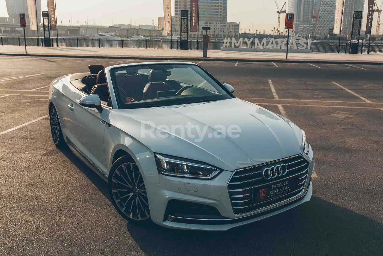White Audi A5 Cabriolet for rent in Dubai 1