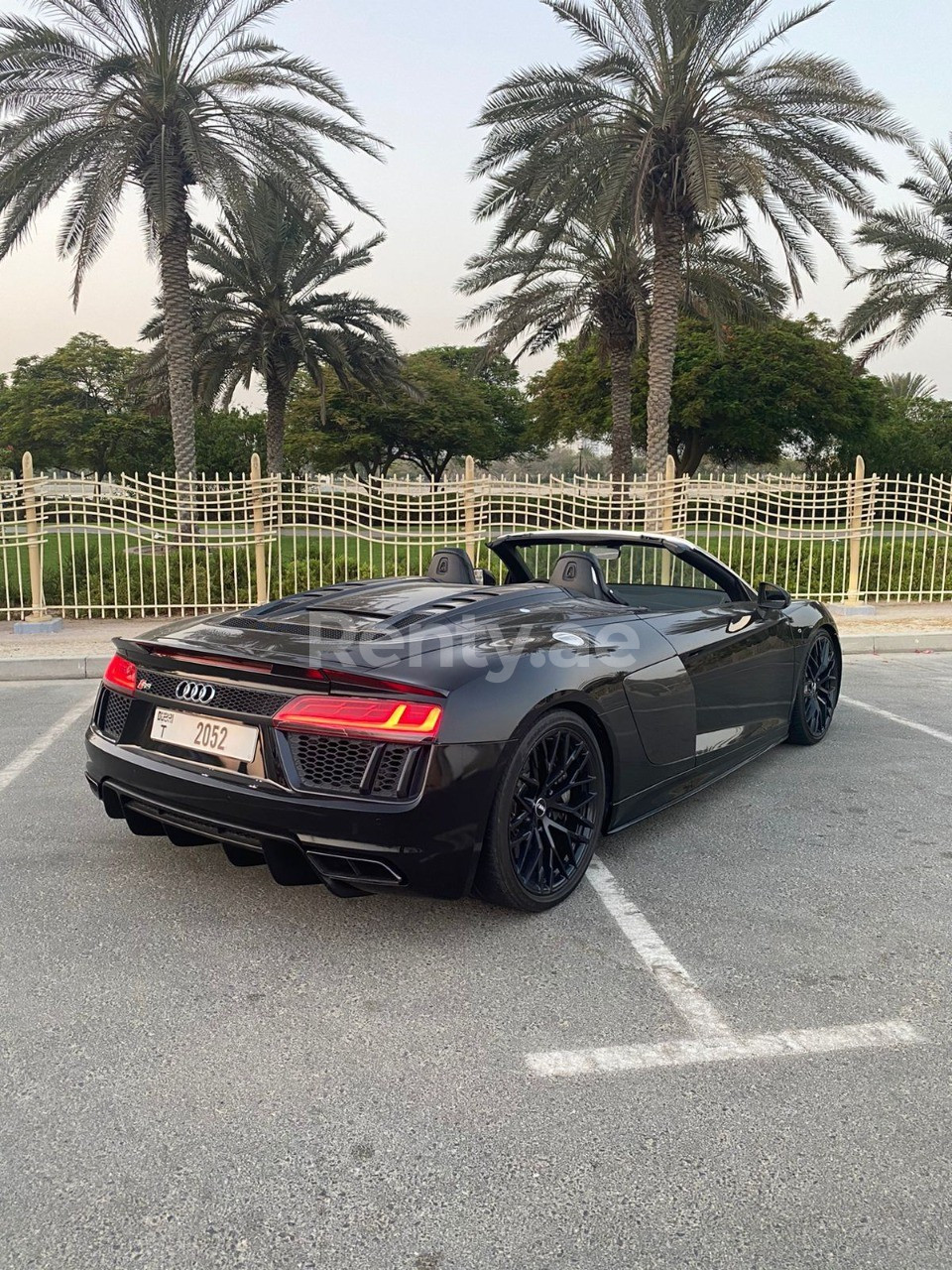 Black Audi R8 Convertible for rent in Dubai 0