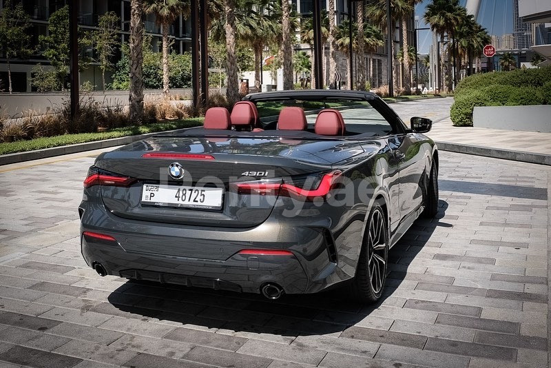 Dark Grey BMW 430i cabrio for rent in Abu-Dhabi 2