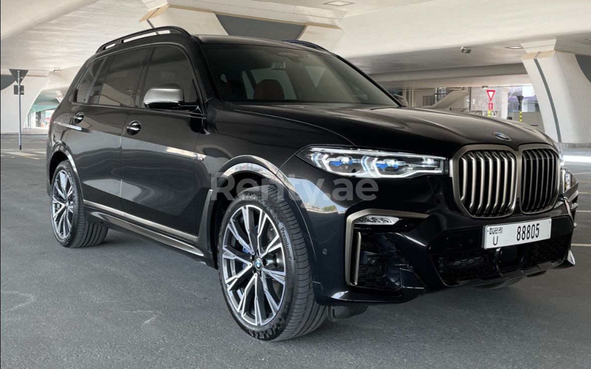 Black BMW X7 M50i for rent in Dubai