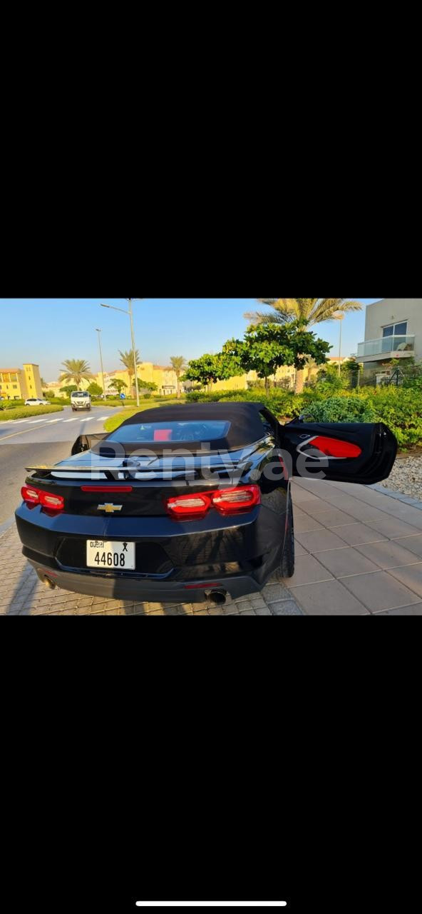 Black Chevrolet Camaro cabrio for rent in Dubai 6