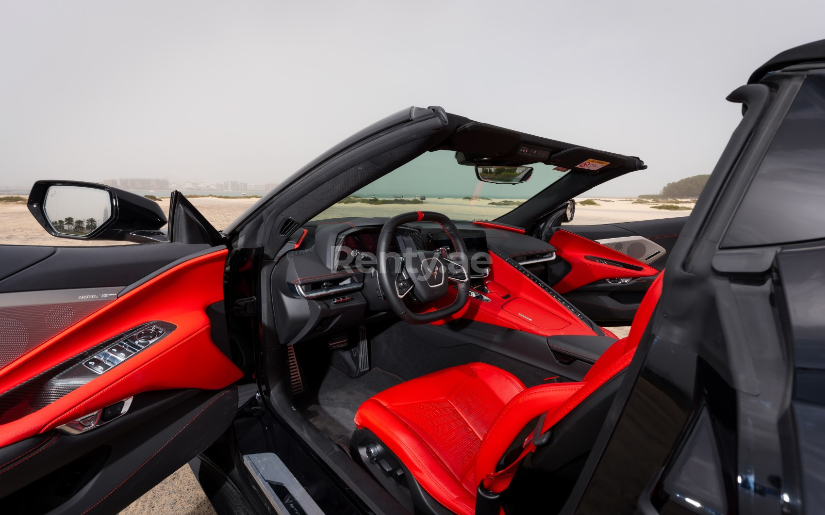 Black Chevrolet Corvette Spyder for rent in Sharjah 3