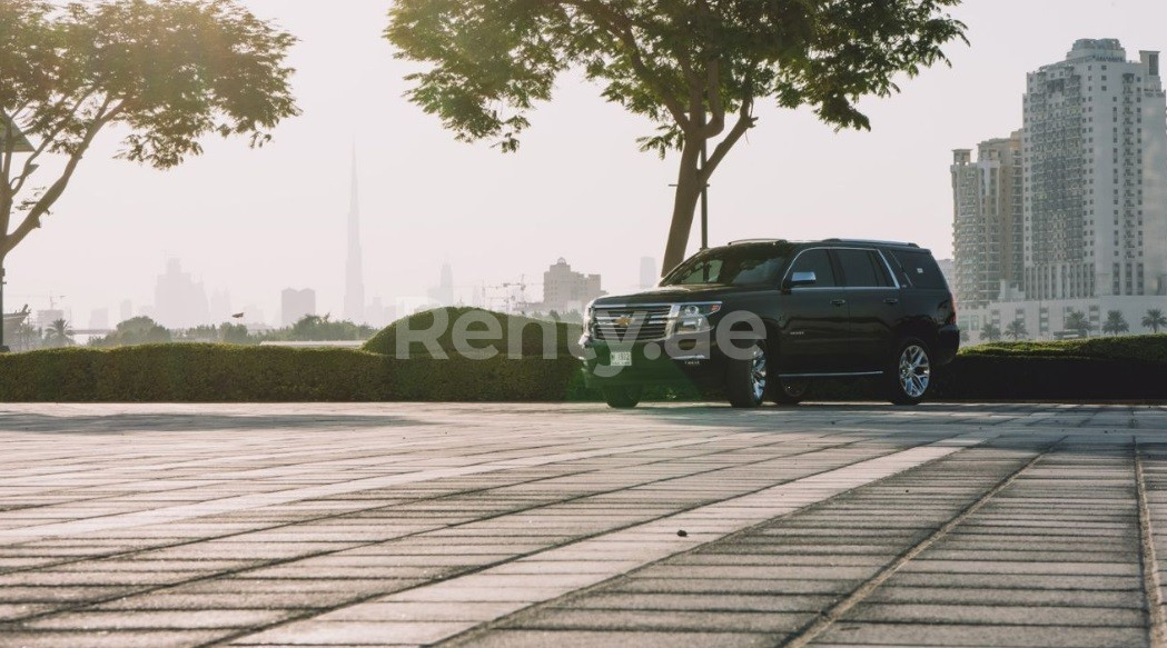 Black Chevrolet Tahoe for rent in Dubai 0