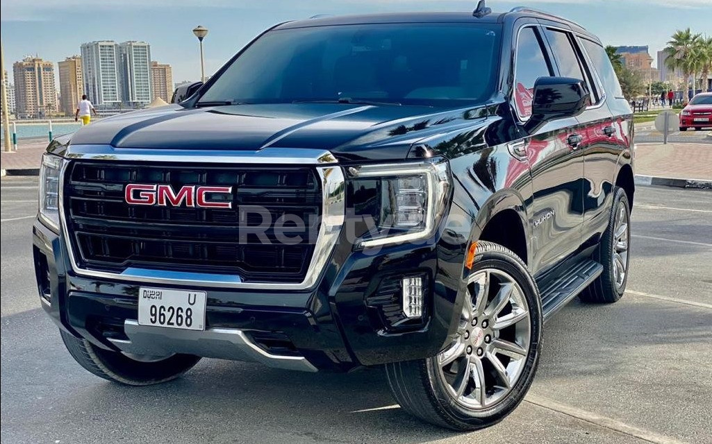 Black GMC Yukon for rent in Dubai