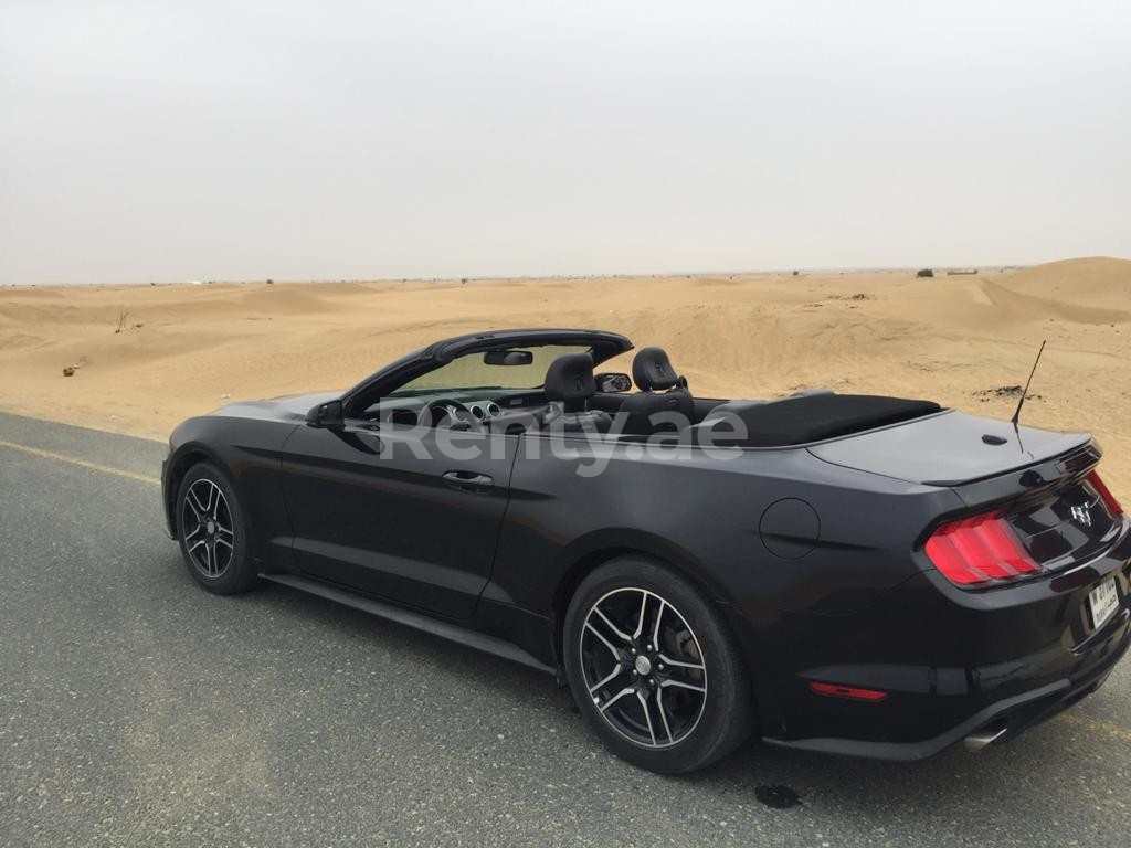 Black Ford Mustang Convertible for rent in Dubai 5