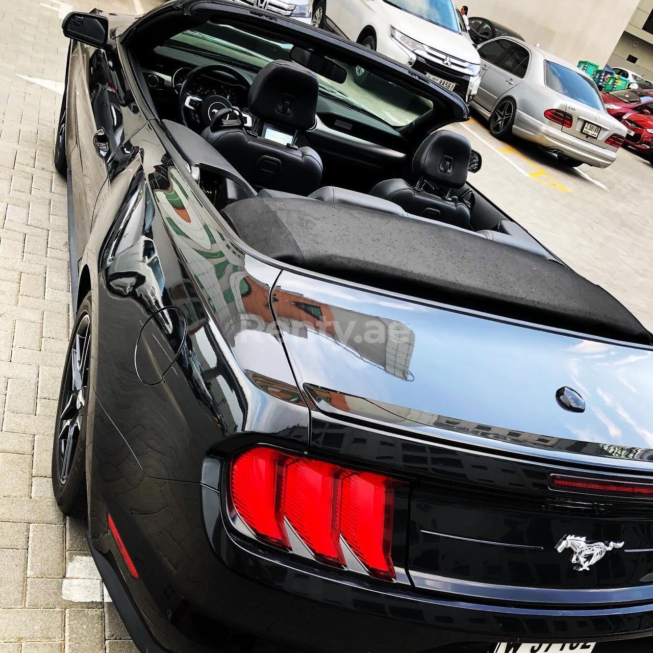 Black Ford Mustang Convertible for rent in Sharjah 2