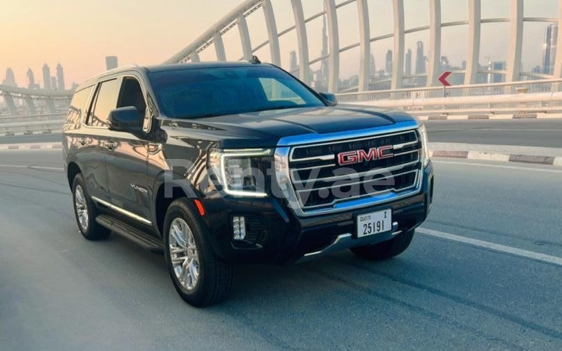 Black GMC Yukon for rent in Dubai