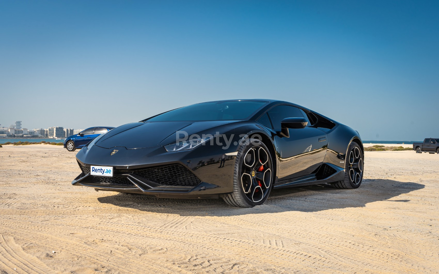 Black Lamborghini Huracan for rent in Sharjah 1