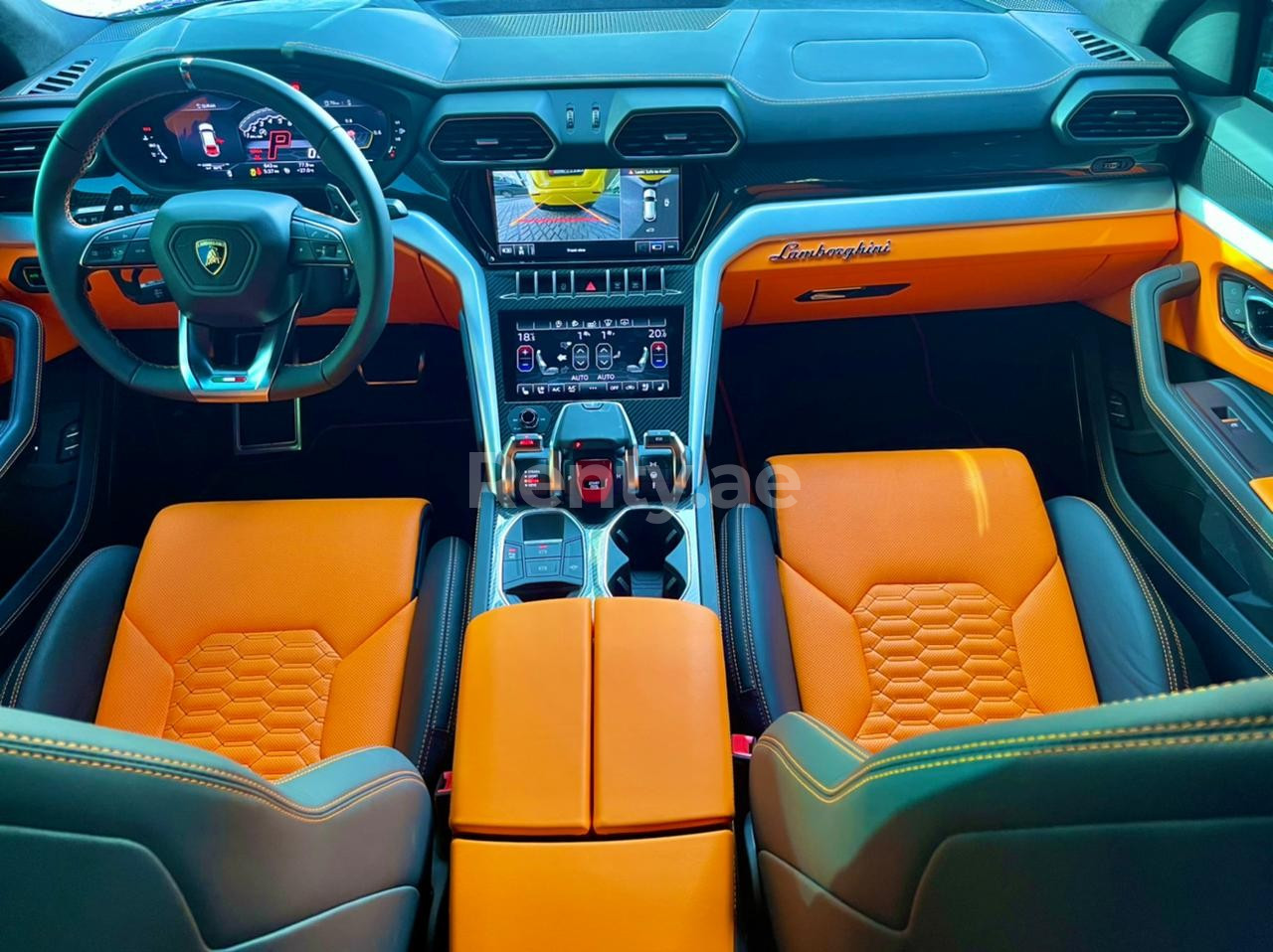 Black Lamborghini Urus for rent in Abu-Dhabi 4