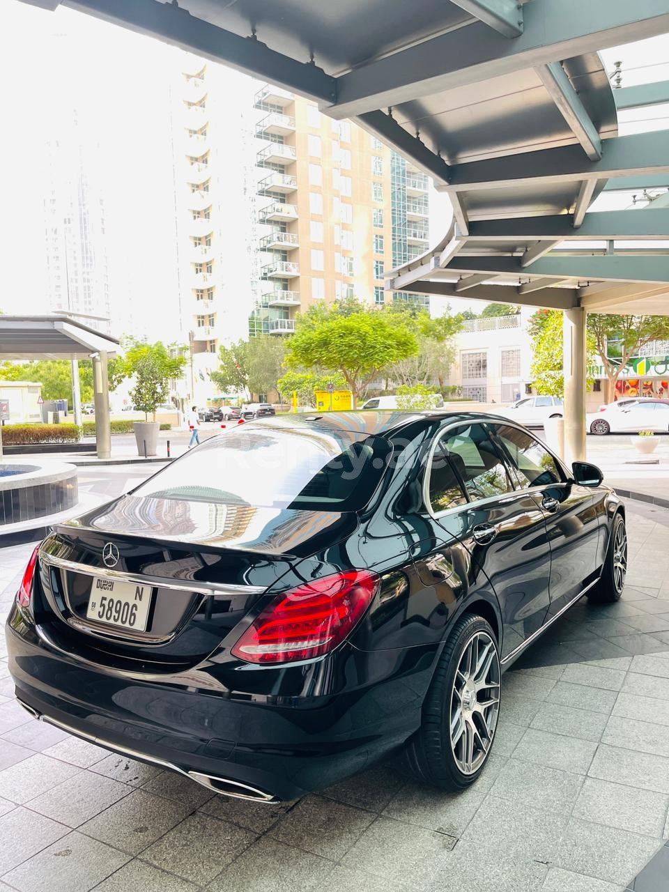 Black Mercedes C Class for rent in Dubai 1