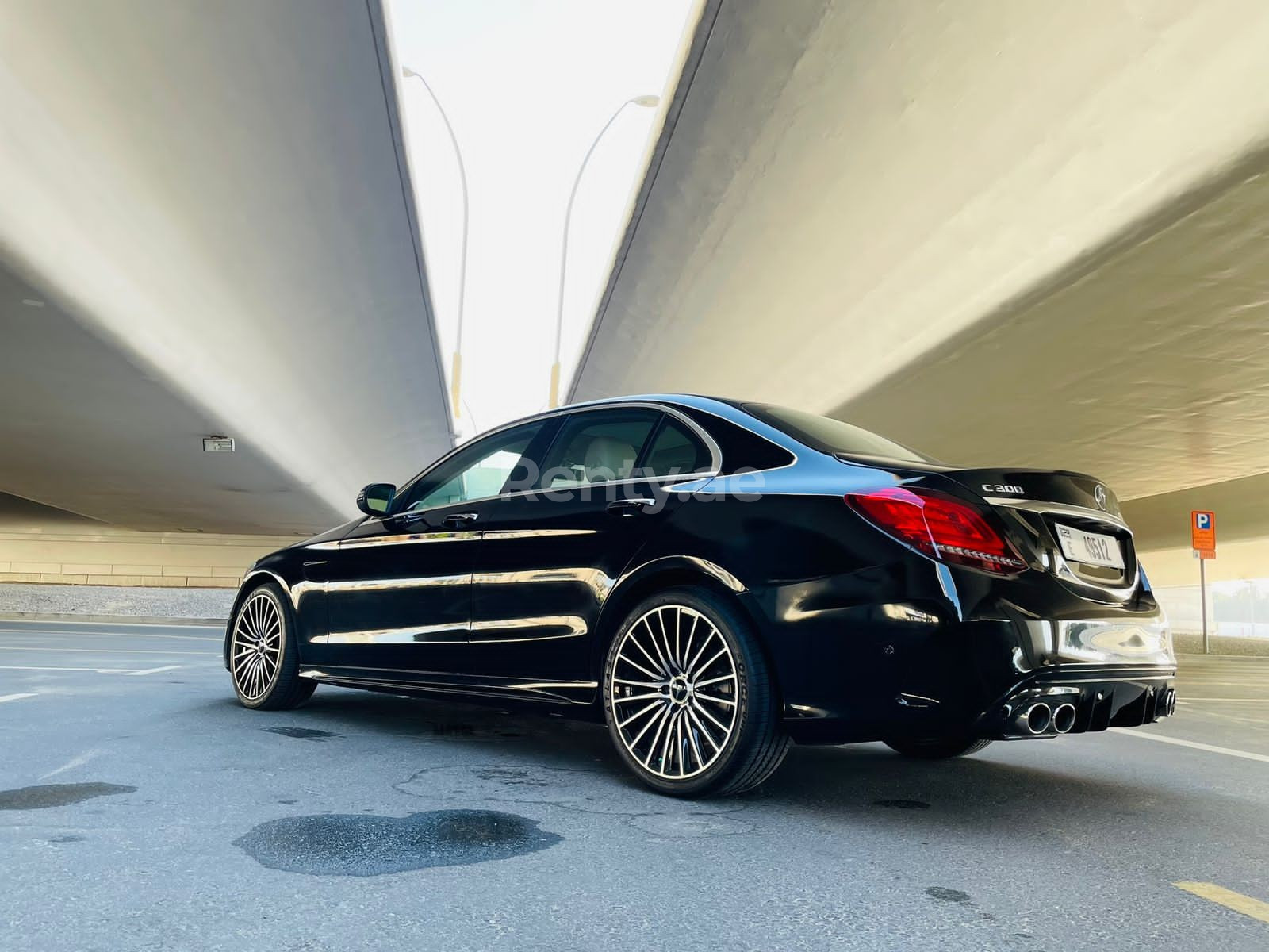 Black Mercedes C300 Class for rent in Sharjah 2