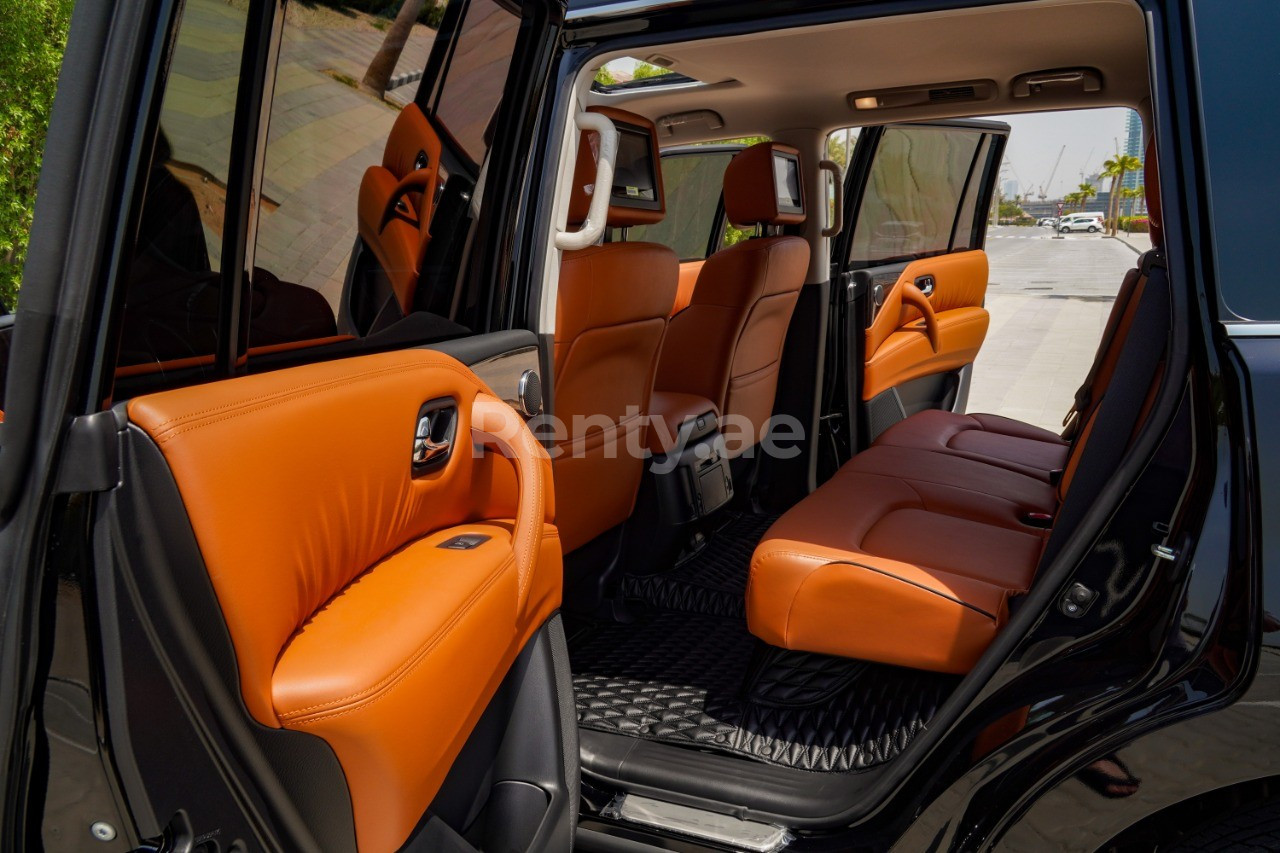 Black Nissan Patrol  V6 Titanium for rent in Abu-Dhabi 2