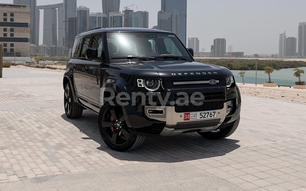 Black Range Rover Defender for rent in Dubai