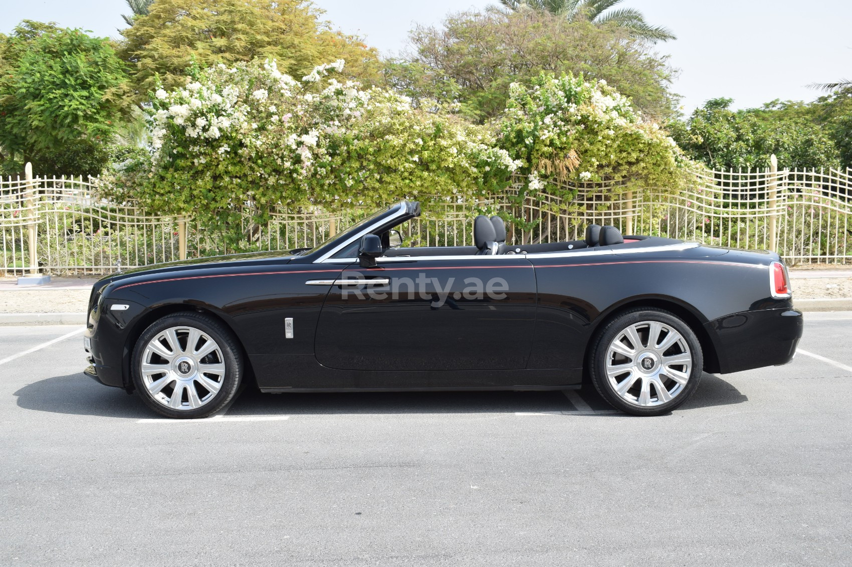 Black Rolls Royce Dawn for rent in Dubai 3