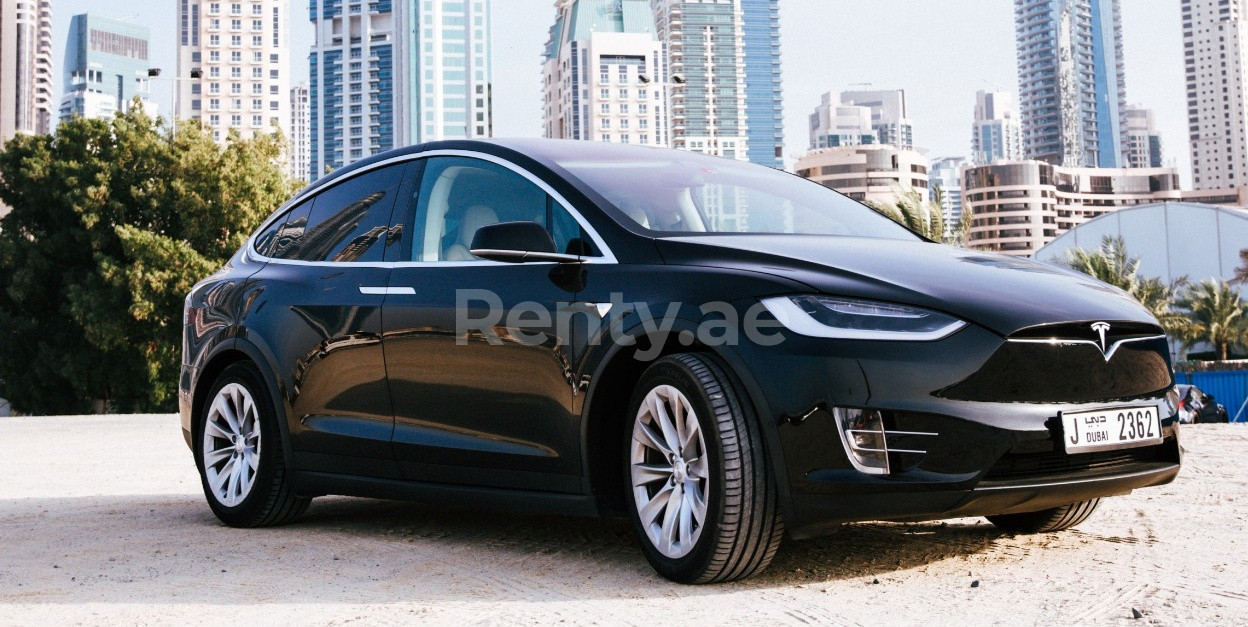 Black Tesla Model X for rent in Sharjah