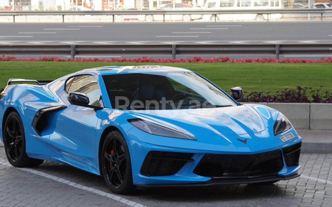 Blue Chevrolet Corvette for rent in Dubai