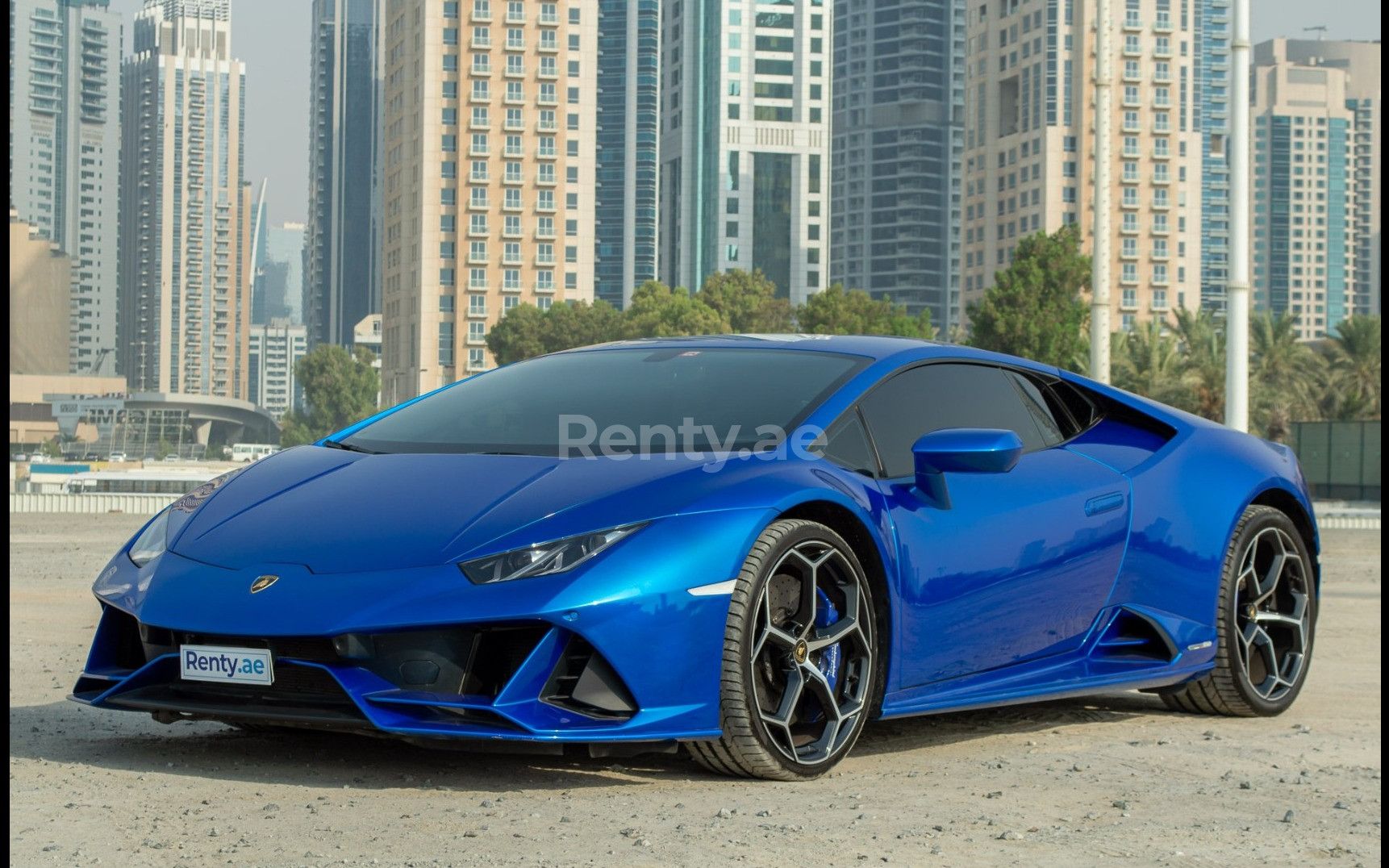 Blue Lamborghini Evo for rent in Sharjah