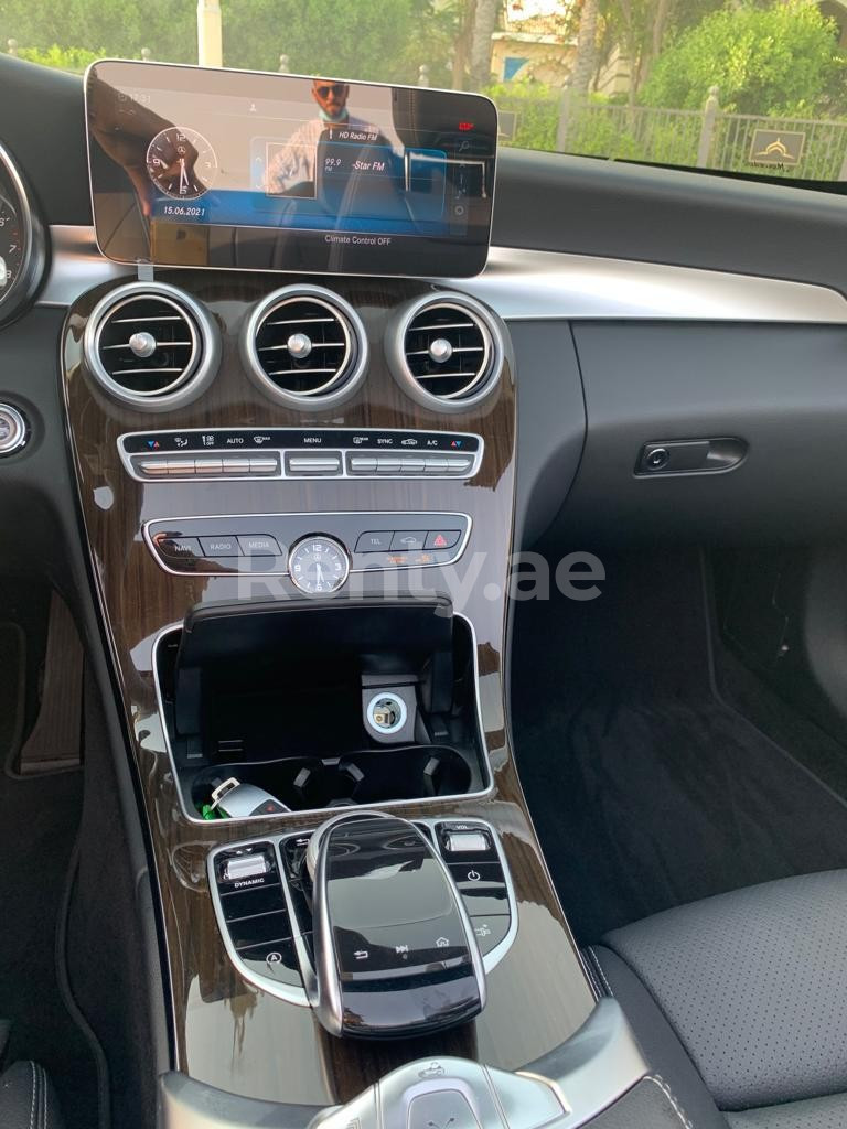 Blue Mercedes C300 Class cabrio for rent in Sharjah 3