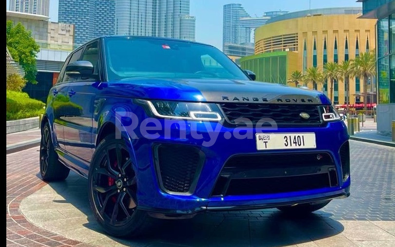 Blue Range Rover Sport SVR for rent in Abu-Dhabi