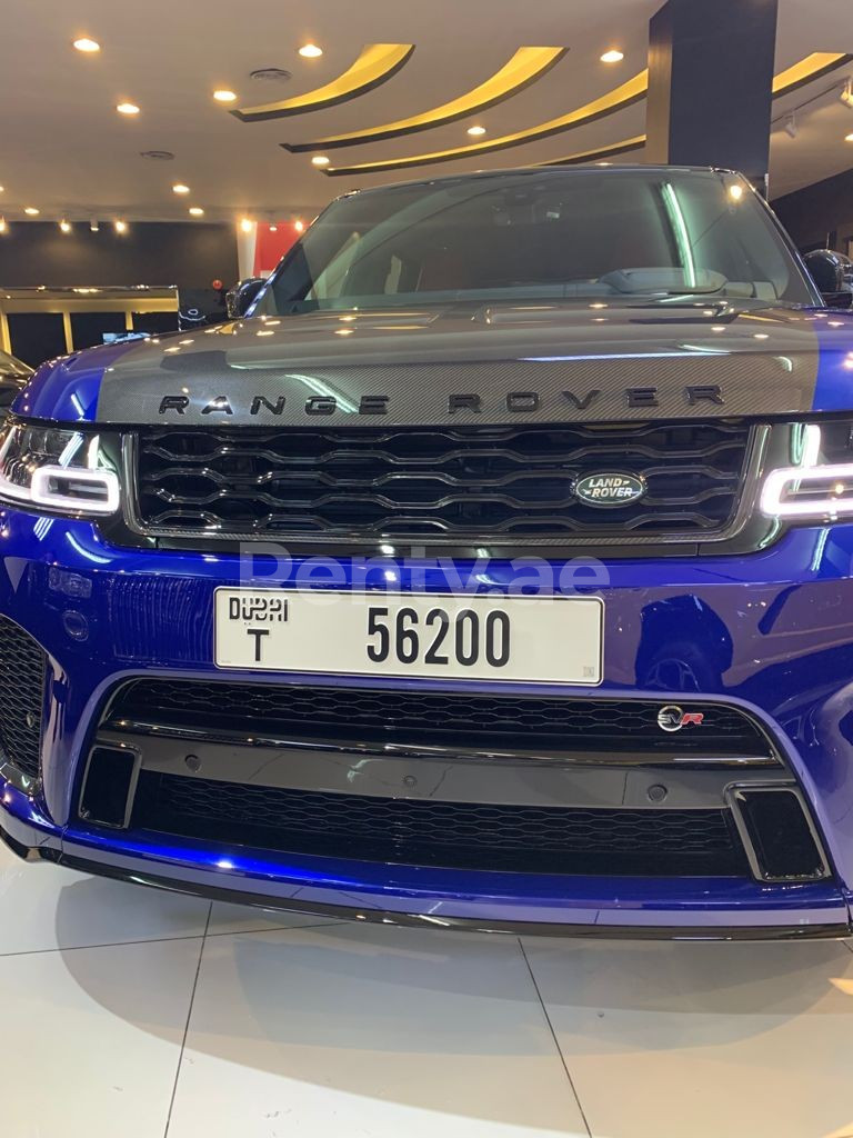 Blue Range Rover Sport SVR for rent in Dubai 2