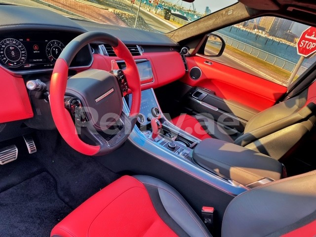 Blue Range Rover Sport SVR for rent in Dubai 3