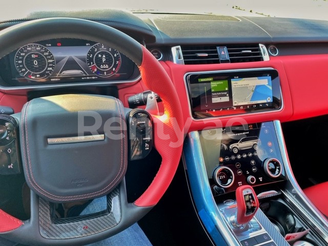 Blue Range Rover Sport SVR for rent in Dubai 4