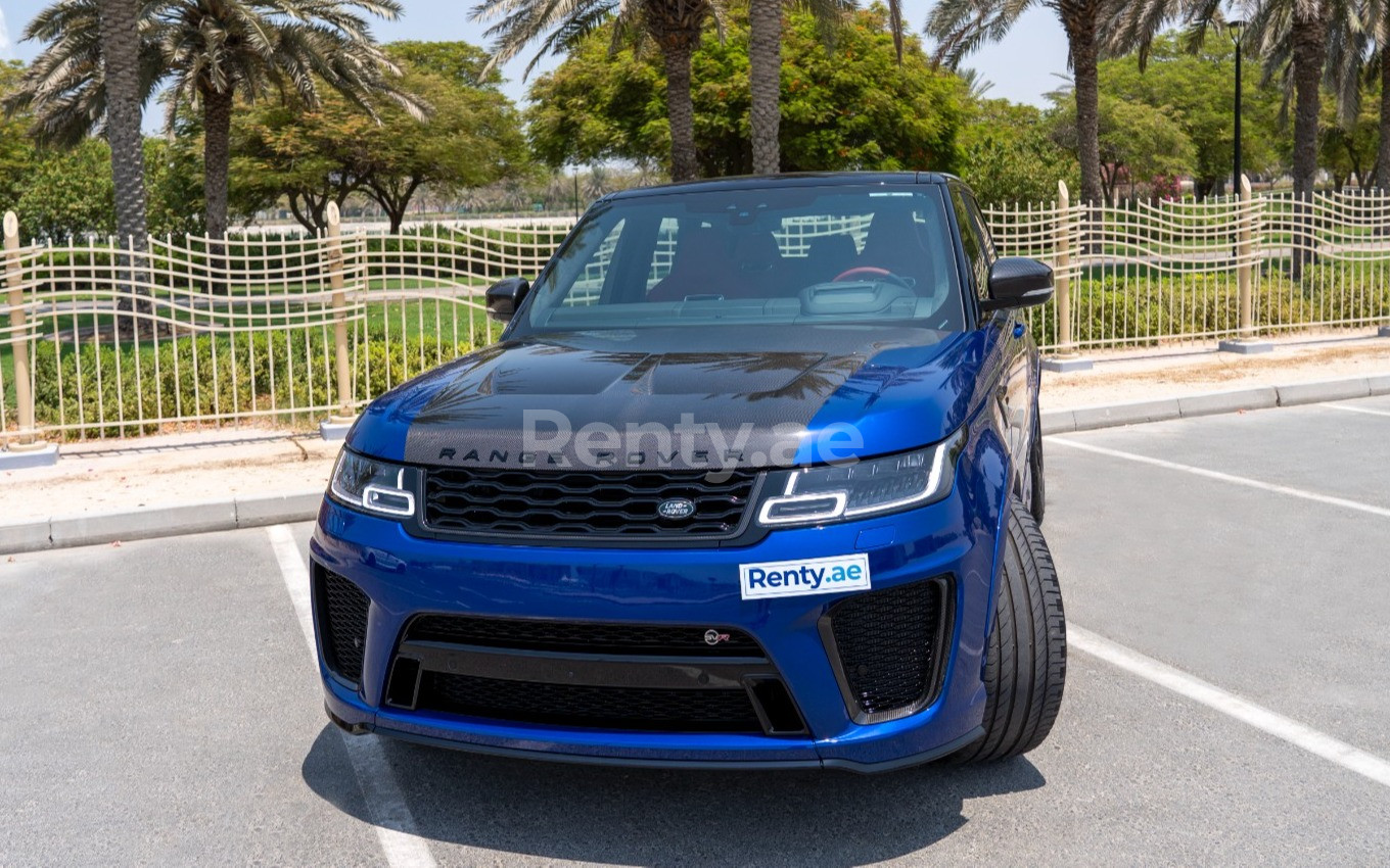 Blue Range Rover SVR for rent in Dubai