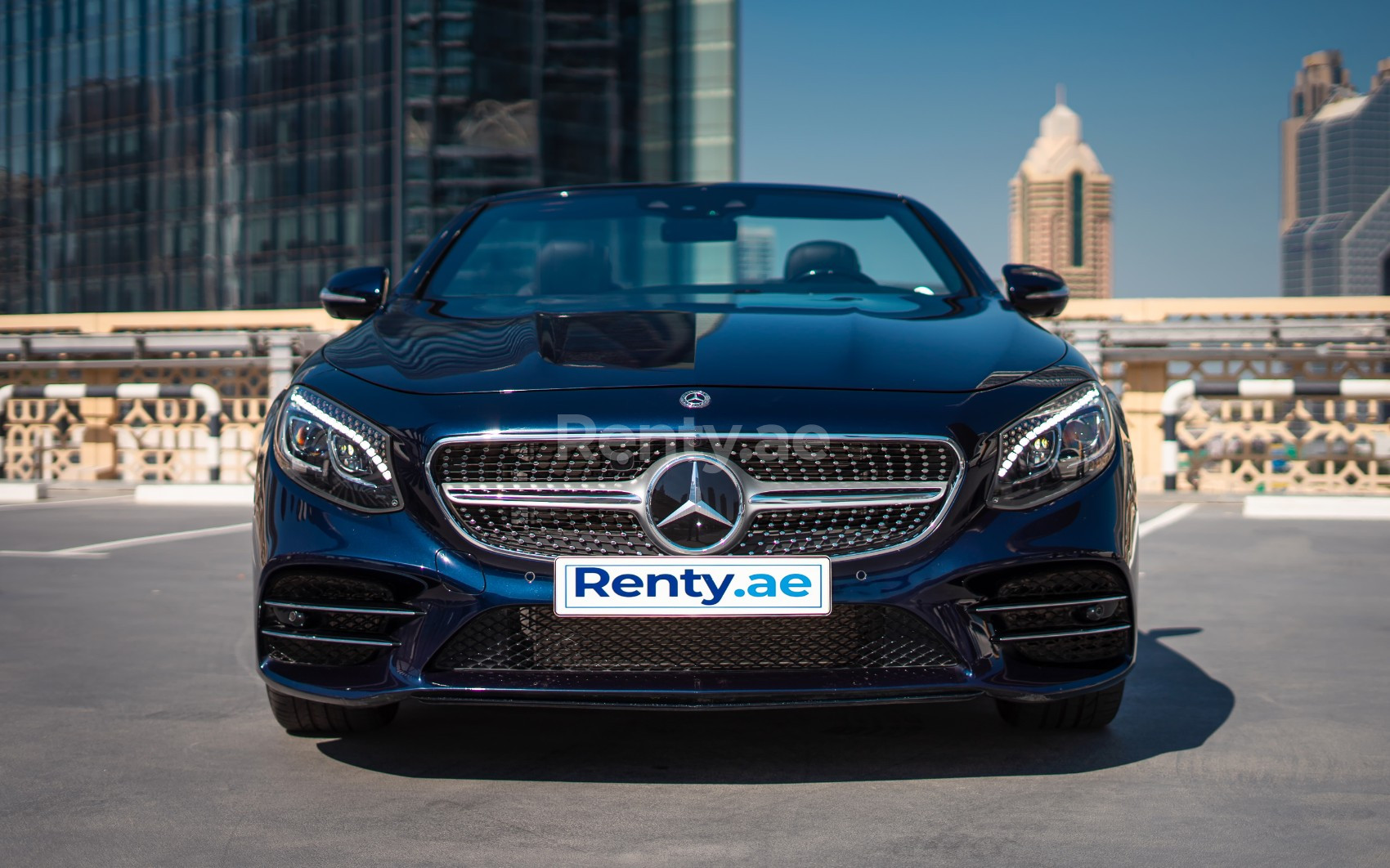 Dark Blue Mercedes S560 convert for rent in Dubai 2