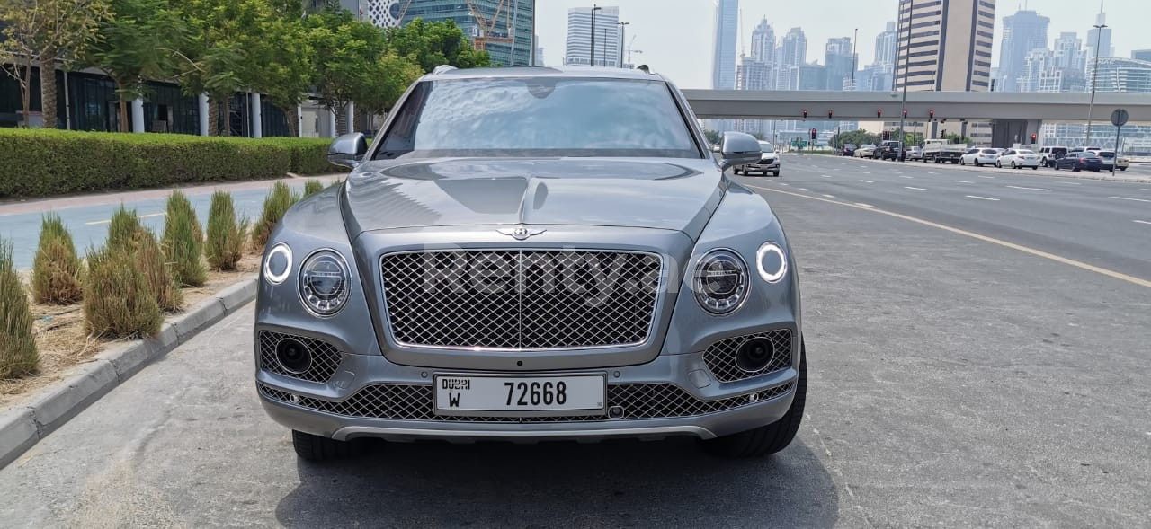 Silver Grey Bentley Bentayga for rent in Sharjah 0