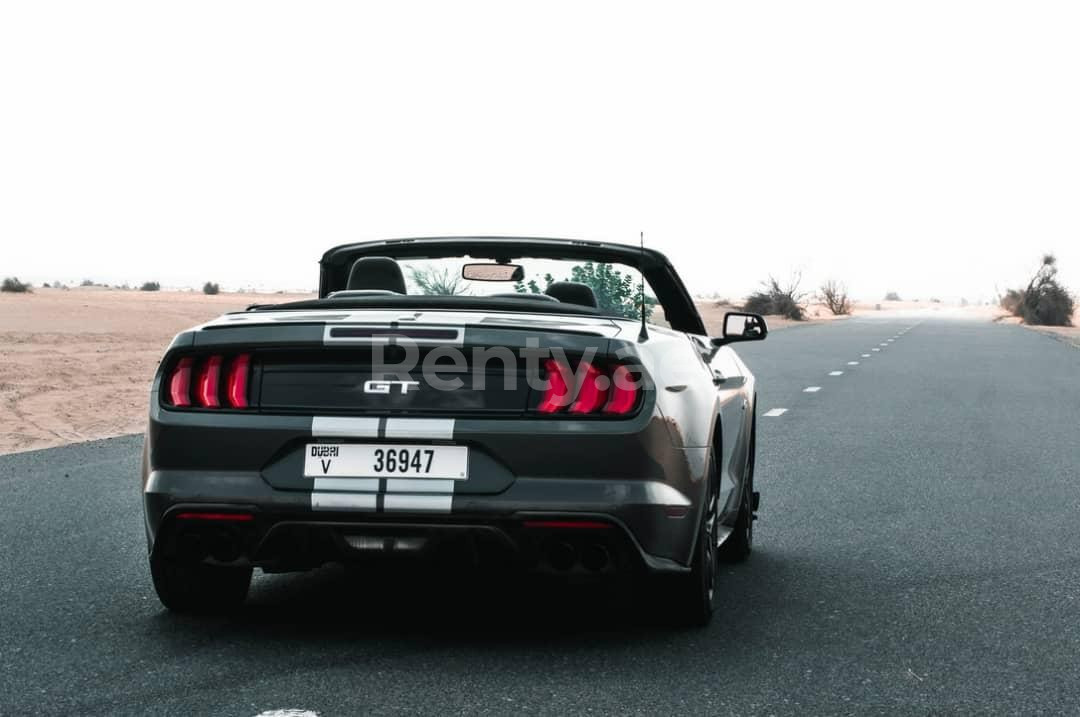 Dunkelgrau Ford Mustang cabrio V8 zur Miete in Dubai 0