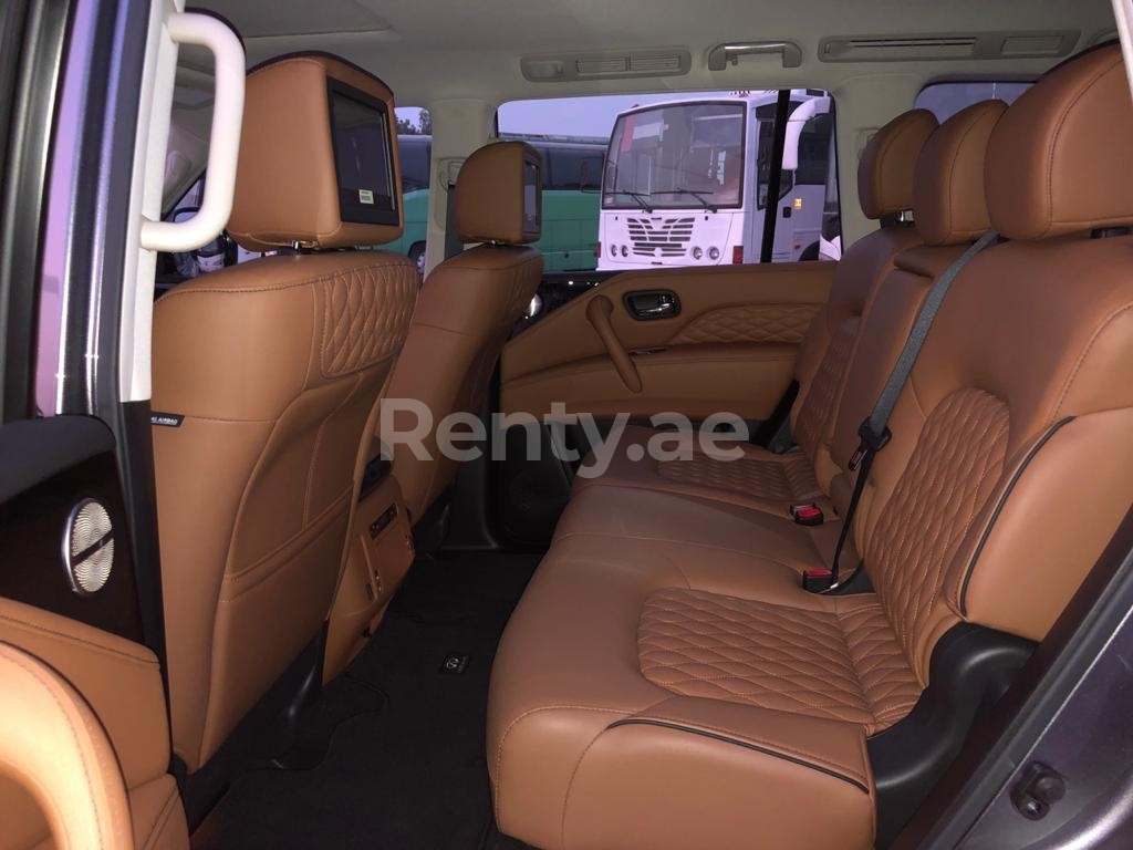 Dark Grey Infiniti QX 80 for rent in Abu-Dhabi 2