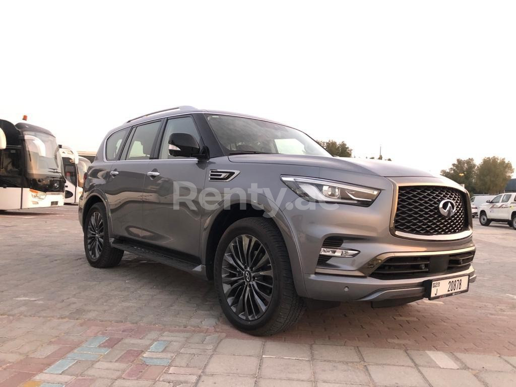 Dark Grey Infiniti QX 80 for rent in Sharjah 5