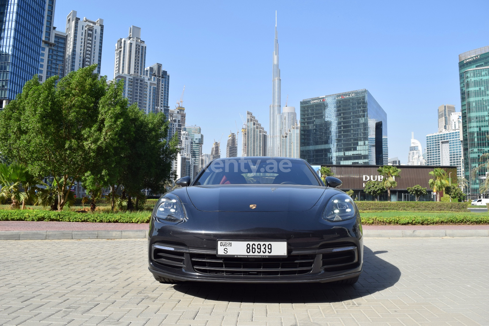 Dark Grey Porsche Panamera 4 for rent in Dubai 2