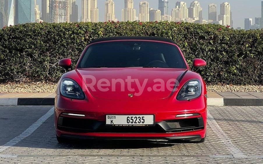 Dark Red Porsche Boxster GTS for rent in Dubai