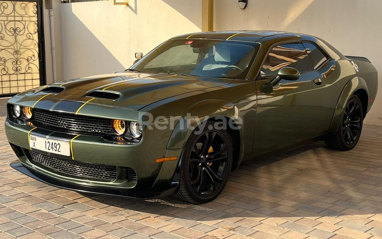 Green Dodge Challenger for rent in Sharjah