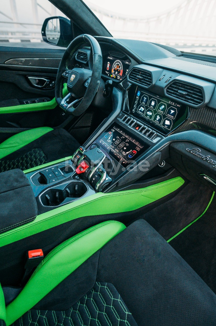 Green Lamborghini Urus Capsule for rent in Sharjah 4