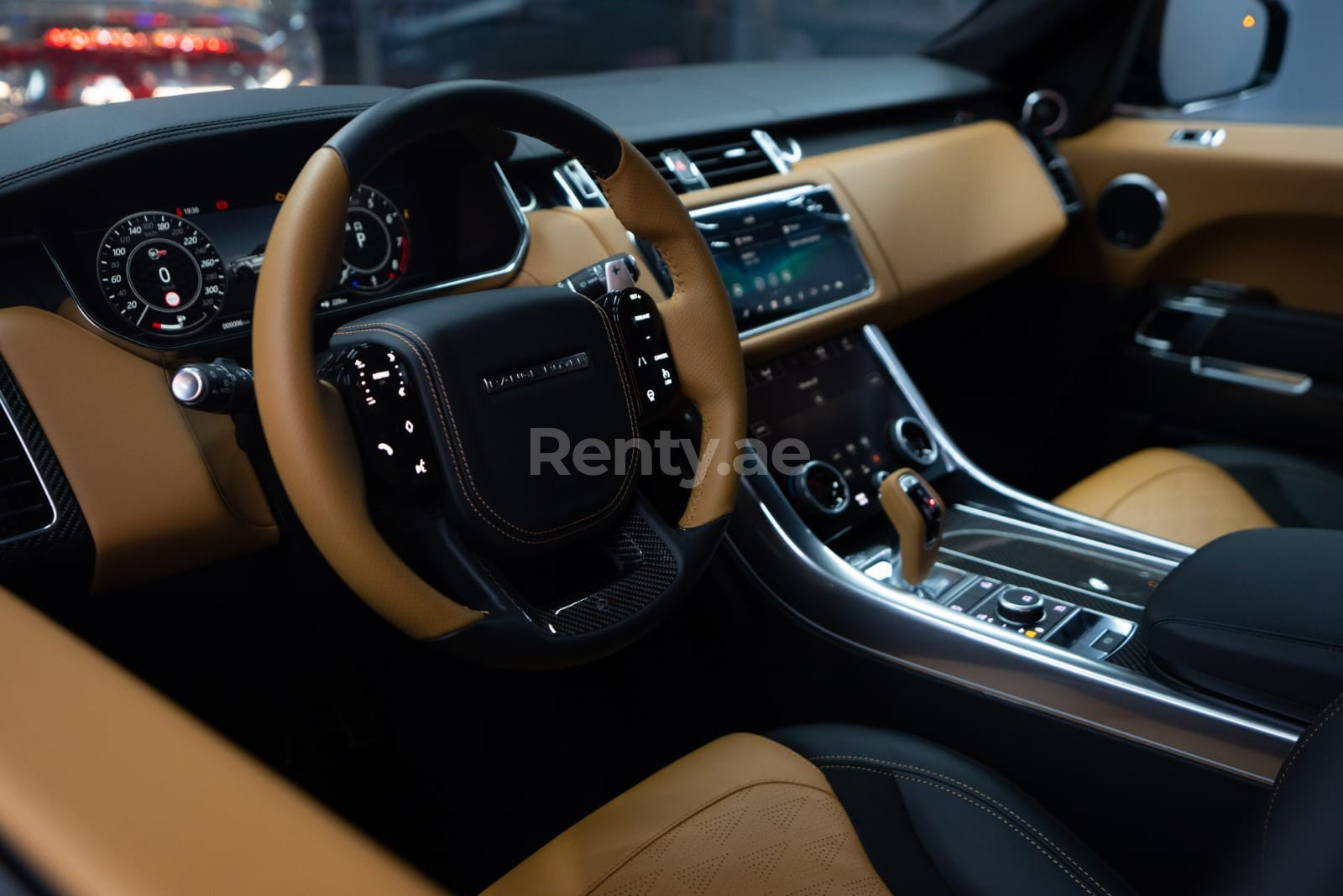 Green Range Rover Sport SVR for rent in Abu-Dhabi 1