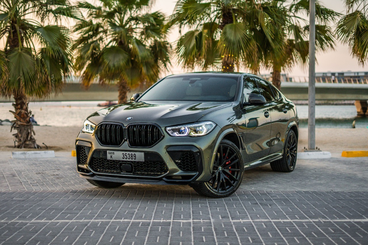 Grey 2021 BMW X6 50i V8 BiTurbo engine with X6M bodykit for rent in Sharjah 6