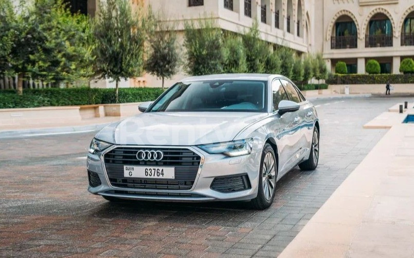 Grey Audi A6 for rent in Dubai