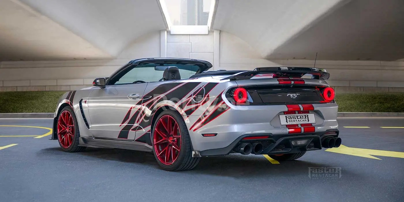 Grey Ford Mustang for rent in Dubai 1