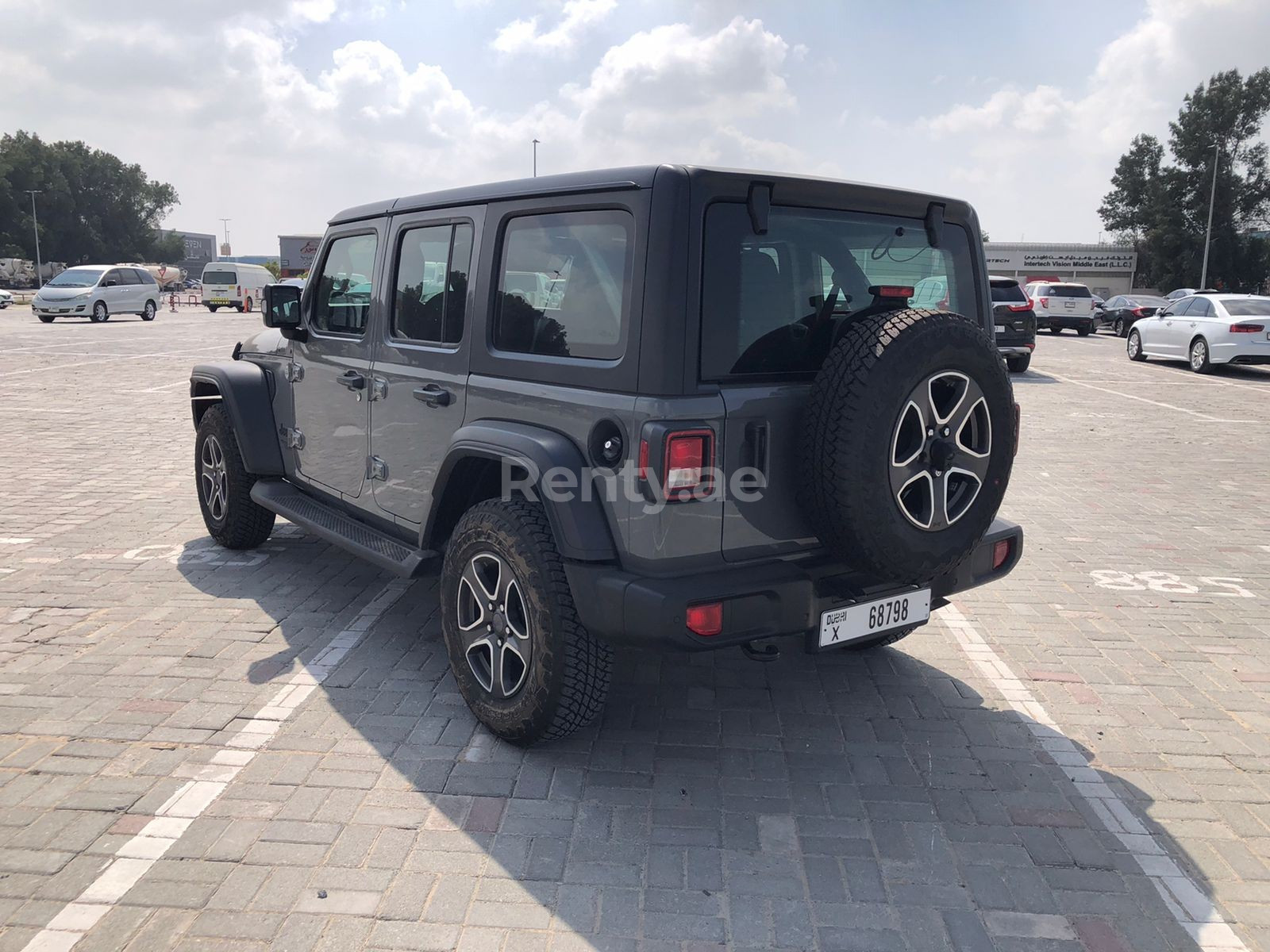 Grey Jeep Wrangler Unlimited Sports for rent in Sharjah 6