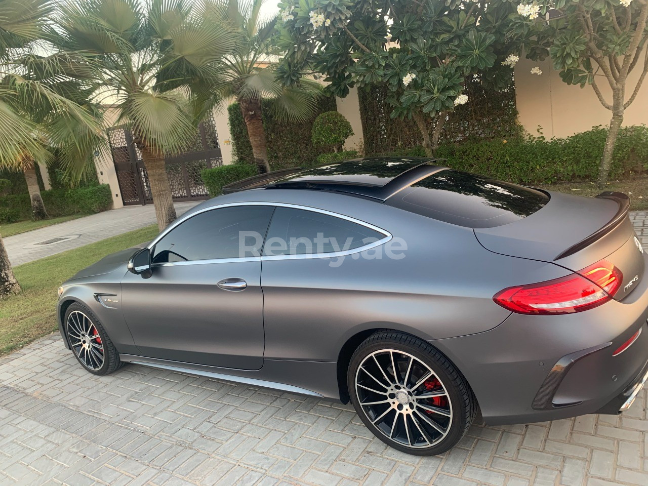 Grey Mercedes C300 for rent in Dubai 3