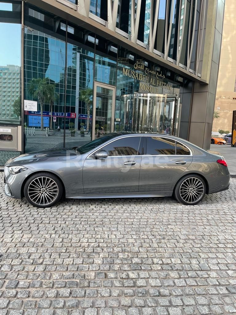 Grey Mercedes C200 for rent in Sharjah 1