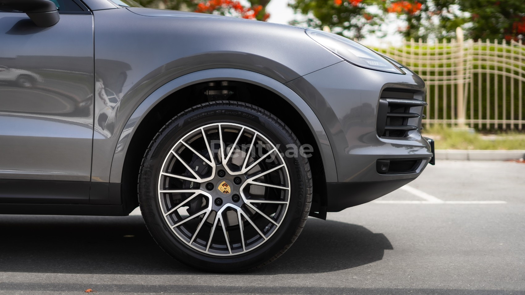 Grey Porsche Cayenne coupe for rent in Abu-Dhabi 6