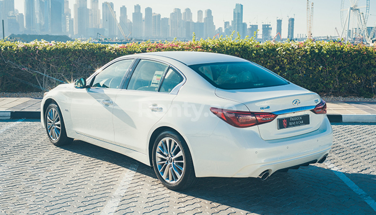 White Infiniti Q50 for rent in Sharjah 3