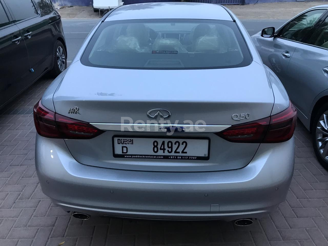 Silver Infiniti Q50 for rent in Sharjah 2