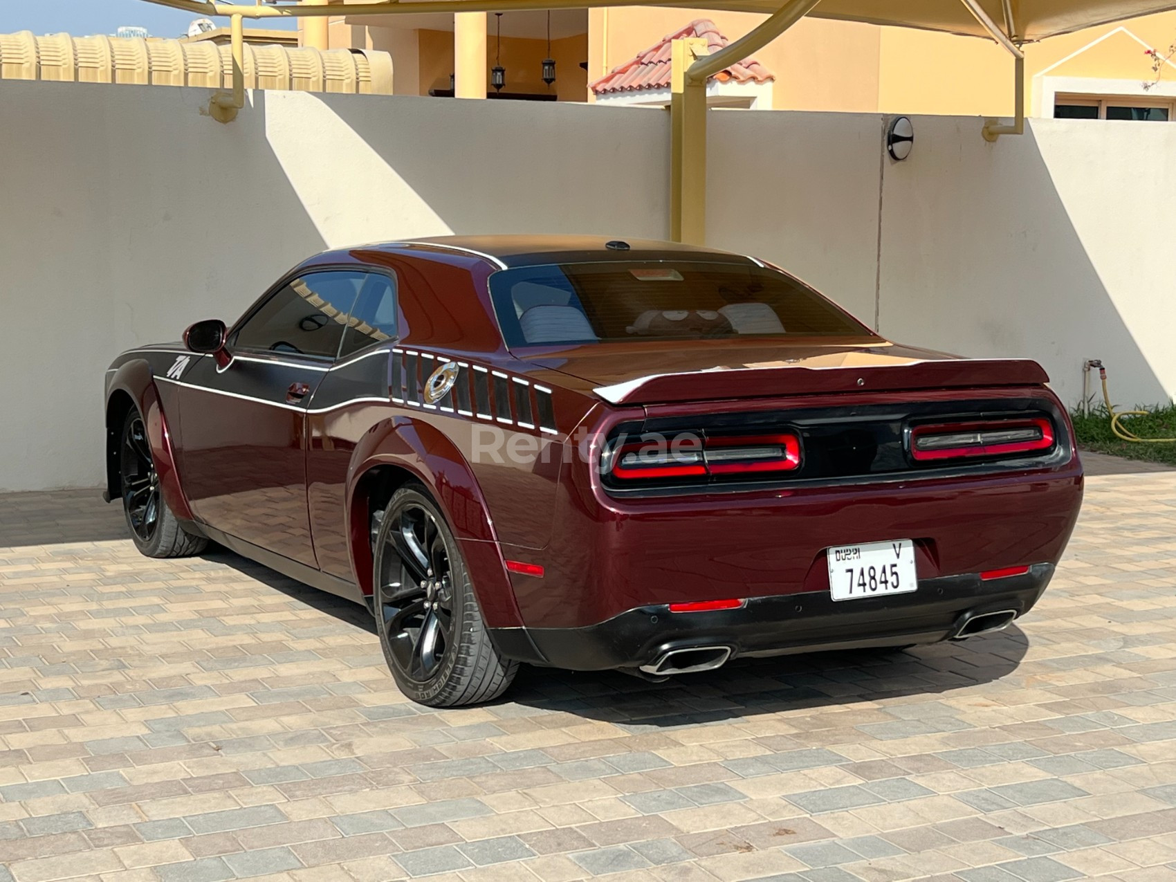 Maroon Dodge Challenger V8 RT Demon Widebody for rent in Sharjah 2