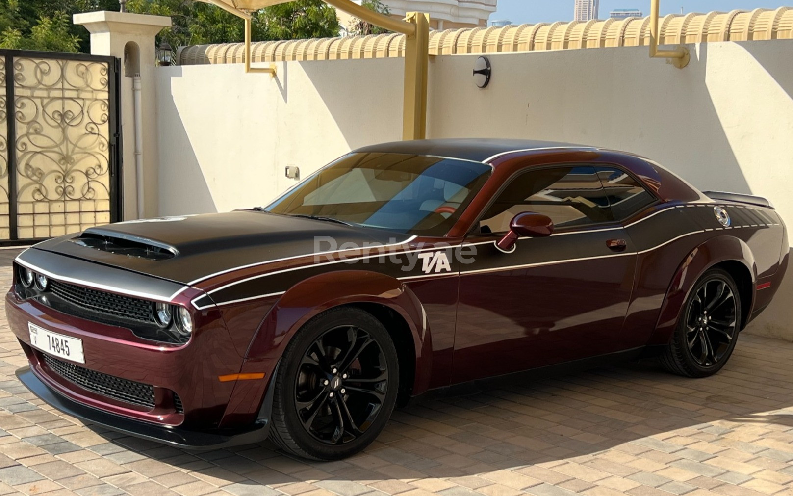 Maroon Dodge Challenger V8 RT Demon Widebody for rent in Sharjah