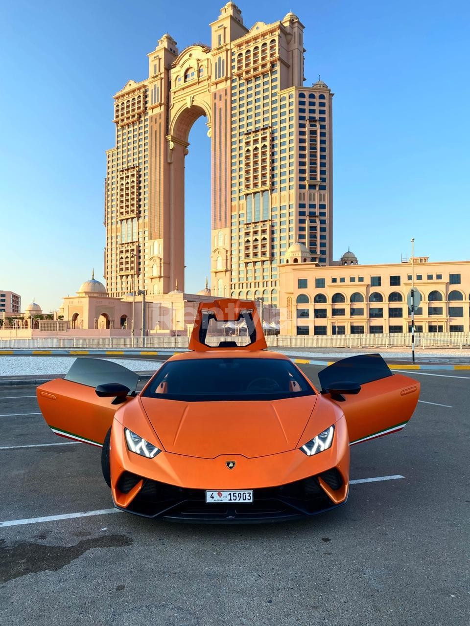 Orange Lamborghini Huracan Performante for rent in Abu-Dhabi 4