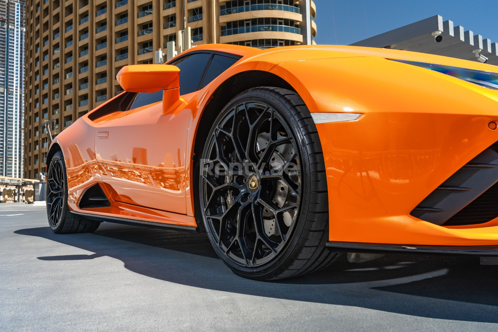 Orange Lamborghini Huracan for rent in Abu-Dhabi 1